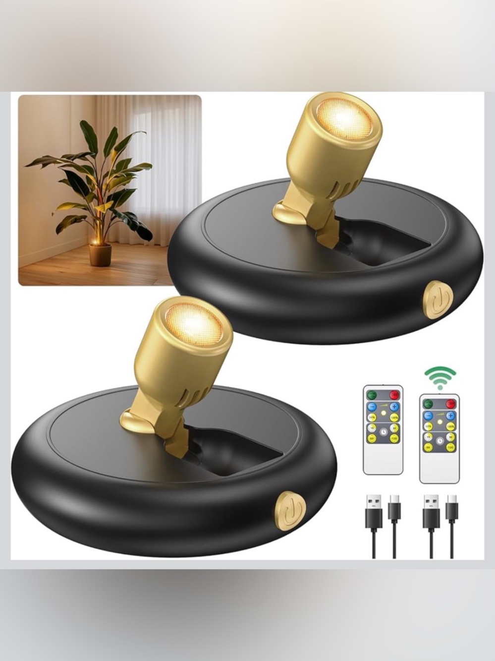 NIB Set of 2 Indoor Spotlights Rechargeable,Wireless,Timer Remote
LerOktr Brand